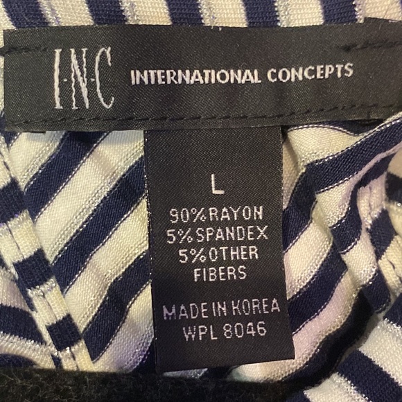 INC Navy And Silver Stripped Mini Dress - LARGE - Picture 5 of 5